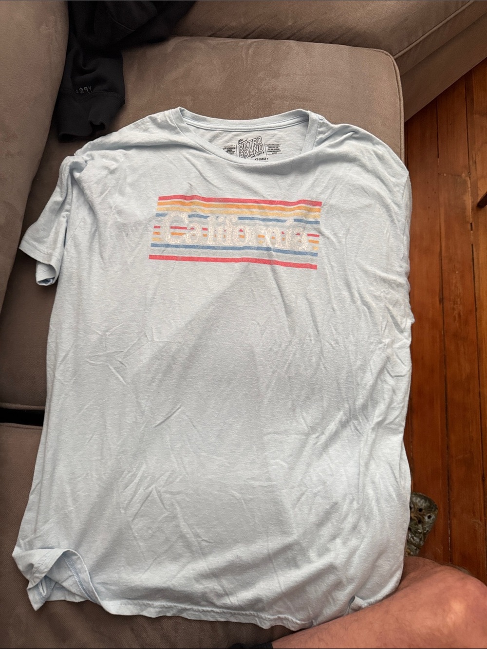 Original Retro Brand Light Blue Tee with Retro Stripe Logo